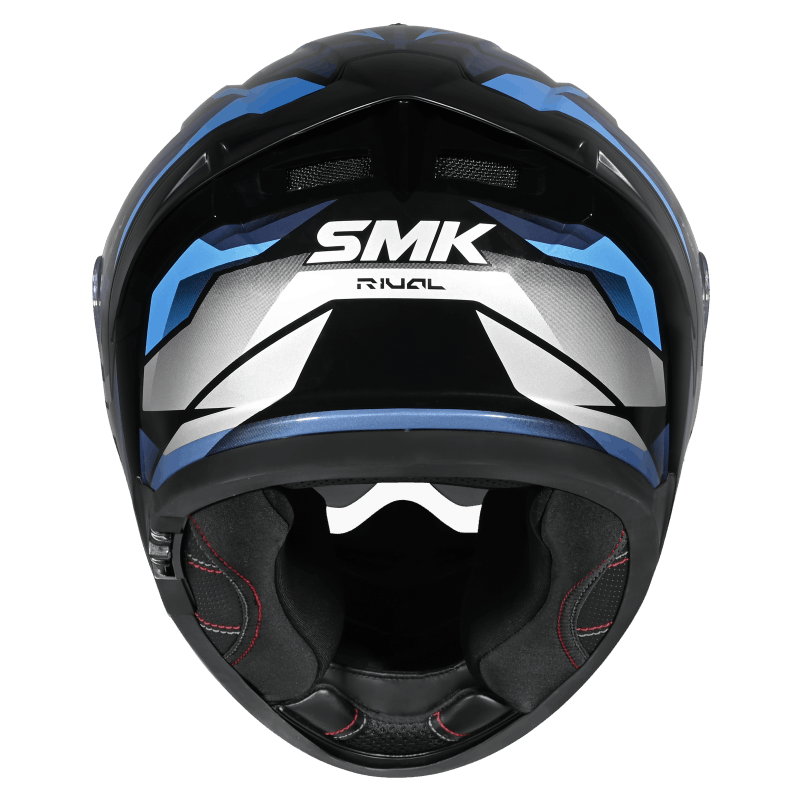 SMK Typhoon Rival Gloss Black Blue Grey Helmet - GL256