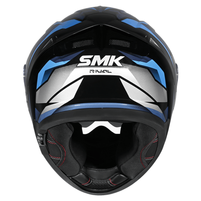 SMK Typhoon Rival Gloss Black Blue Grey Helmet - GL256