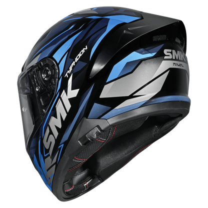 SMK Typhoon Rival Gloss Black Blue Grey Helmet - GL256