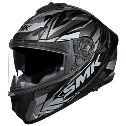 SMK Typhoon Rival Gloss Black Grey Helmet- GL266