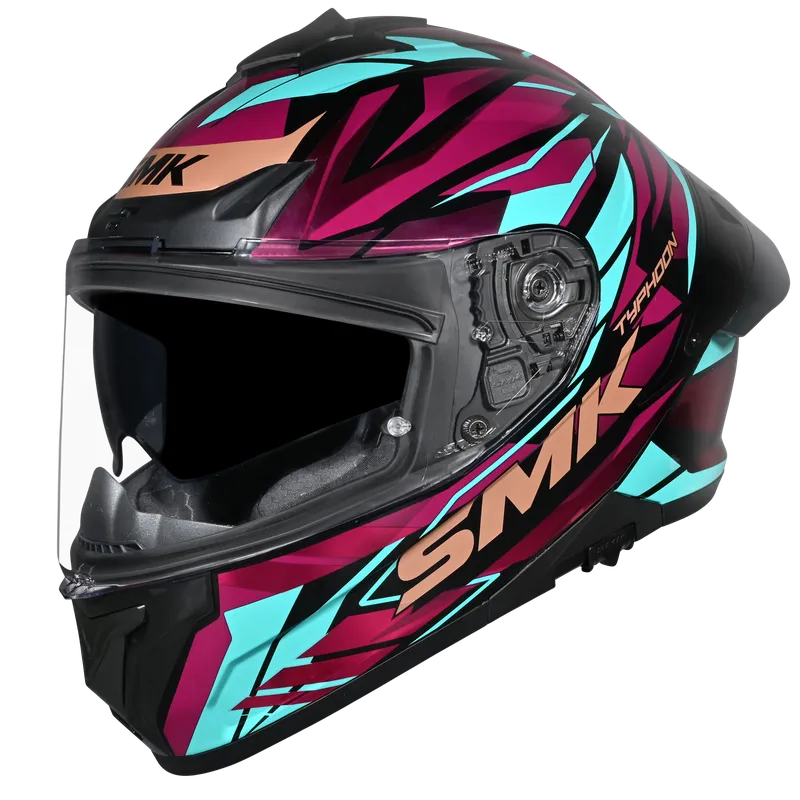 SMK Typhoon Rival Magenta Chrome Full Face Helmet - GL295