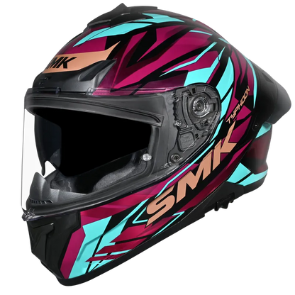 SMK Typhoon Rival Magenta Chrome Full Face Helmet - GL295