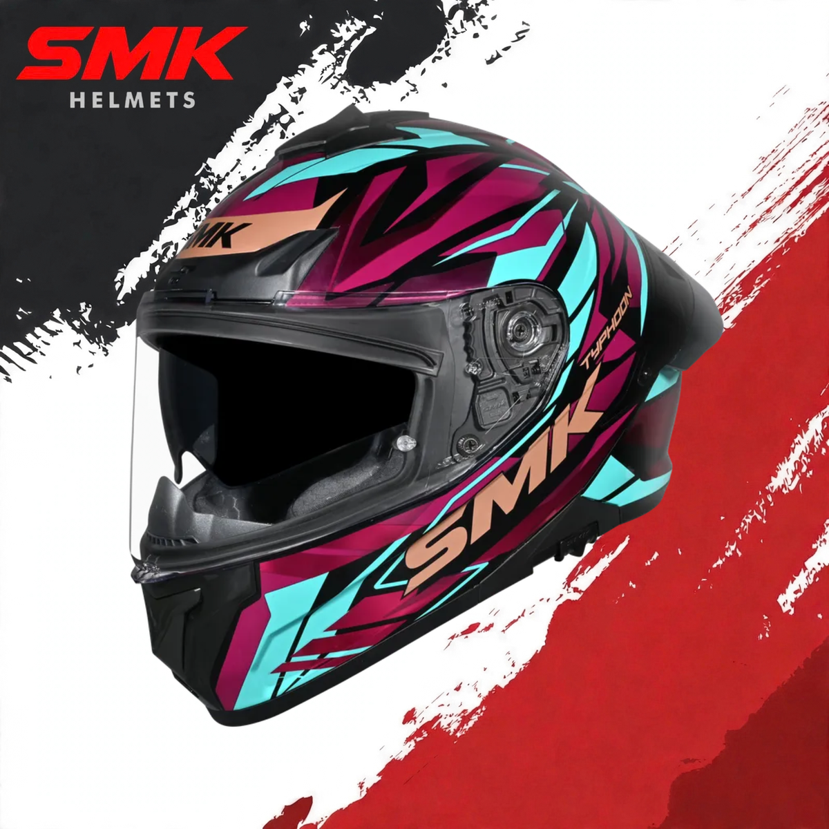 SMK Typhoon Rival Magenta Chrome Full Face Helmet - GL295