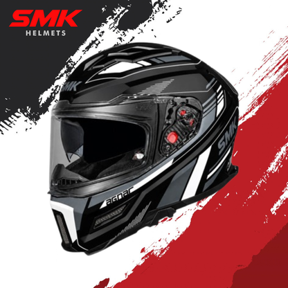 SMK Agnar Revv Gloss Grey White Helmet - GL261