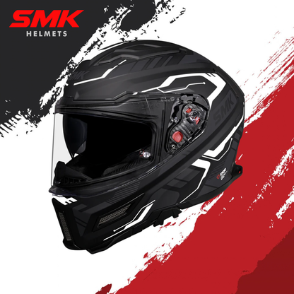 SMK Agnar Tektron Gloss Black Grey White Helmet - GL261