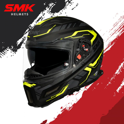 SMK Agnar Tektron Gloss Black Grey Yellow Helmet - GL264