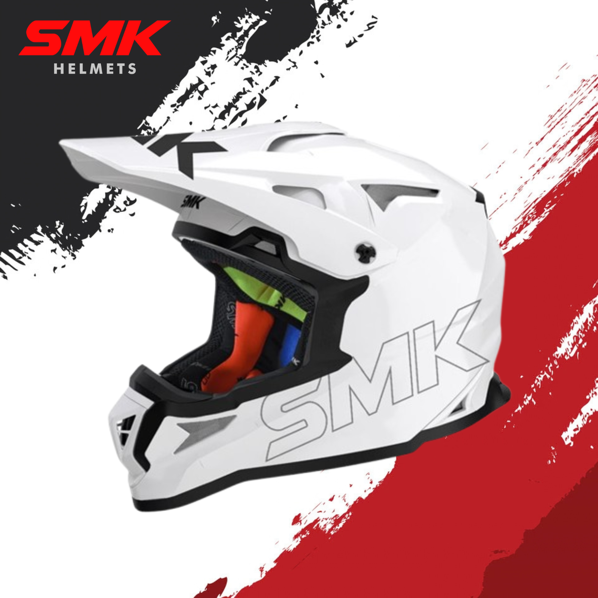 SMK Allterra Solid – Off Road Helmet  – White GL 120