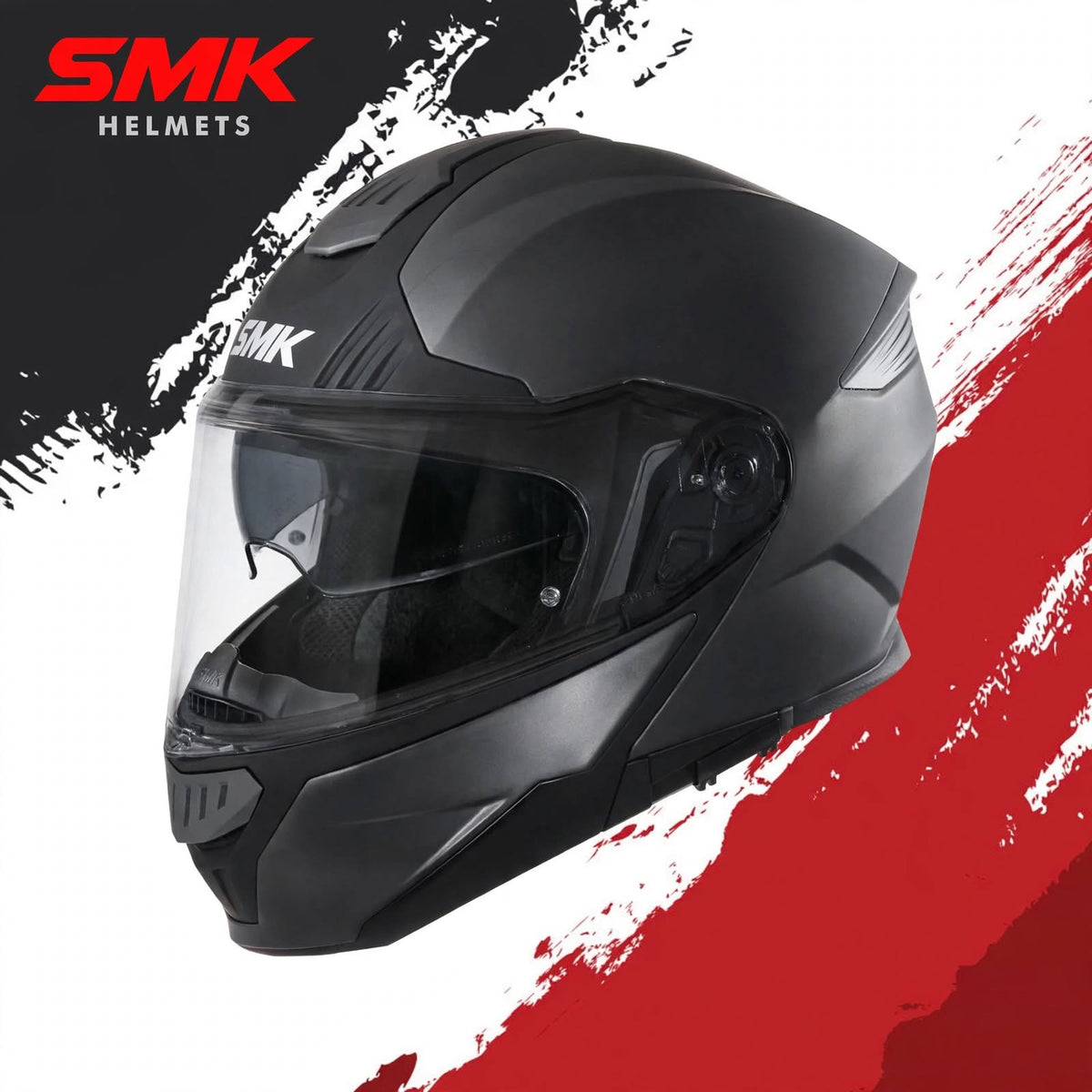 SMK Gullwing Solid  – Flip-up Helmet  –  Black MA 200