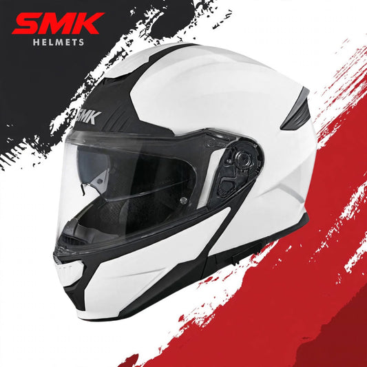 SMK Gullwing Solid  – Flip-up Helmet  –  White GL 100