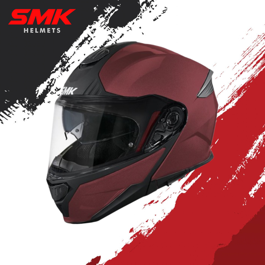 SMK Gullwing Solid – Flip-up Helmet  –  Wine Red MA 300