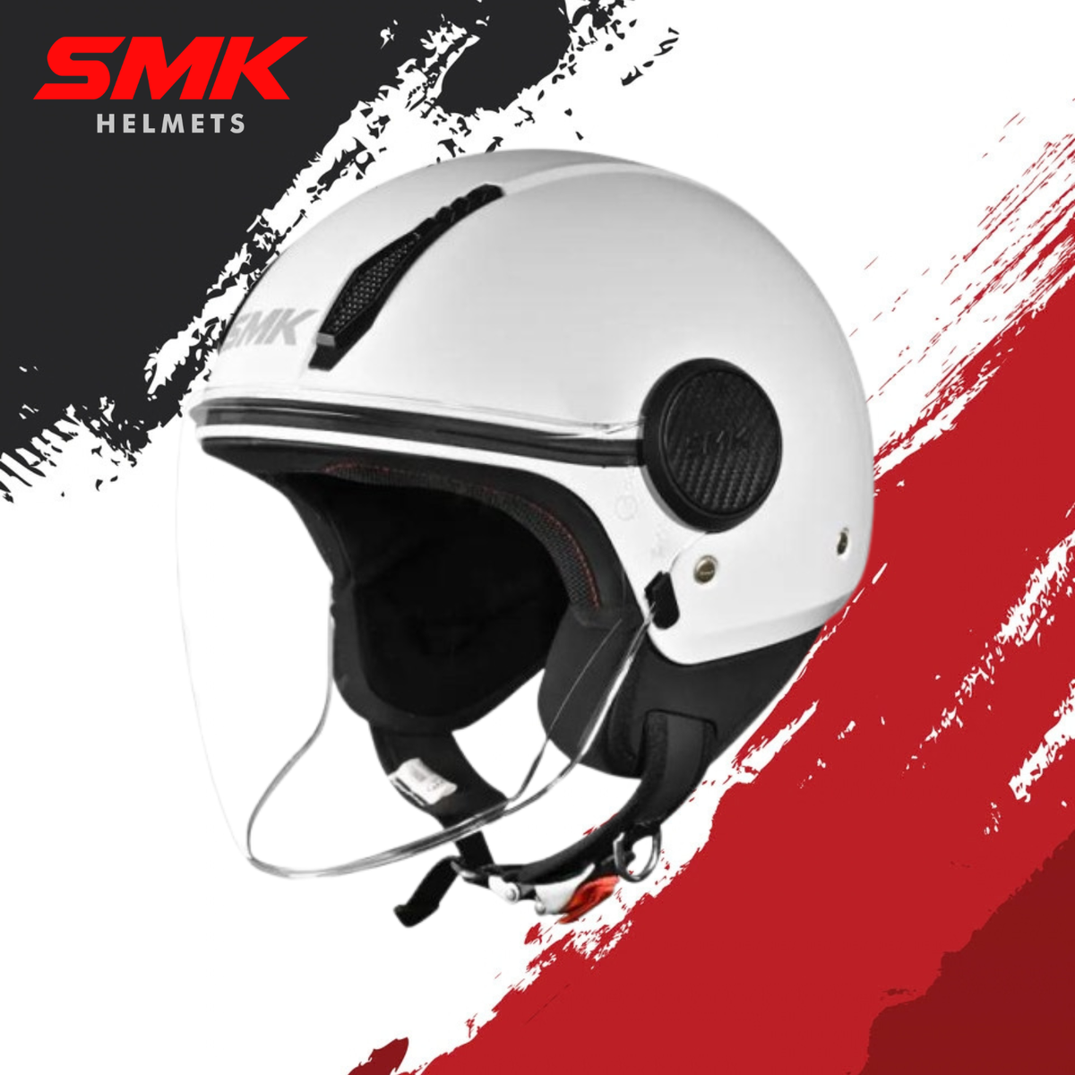SMK Laminar Solid - Open Face Helmet - WHITE GL 100