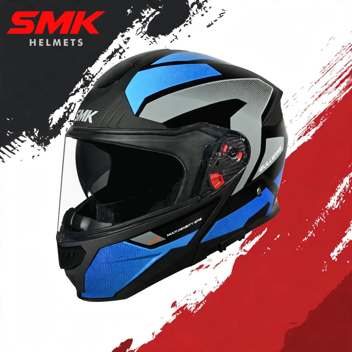 SMK N1 ISI Flip-Up Helmet Gullwing S01 V2 with Clear Visor Sonic Graphic - GL256