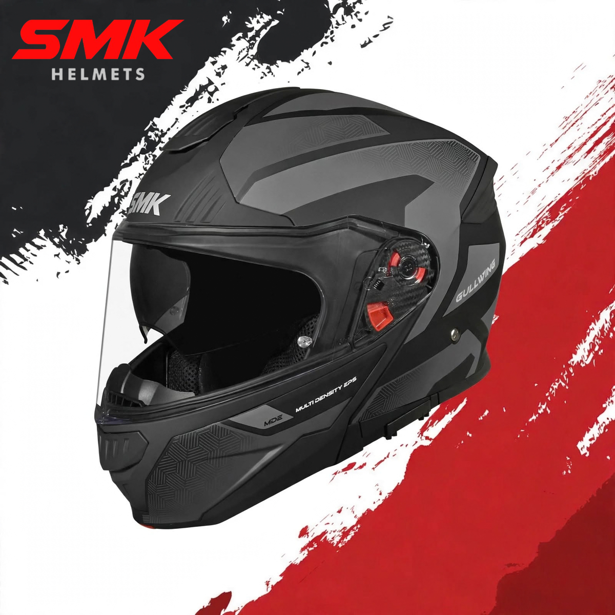 SMK N1 ISI Flip-Up Helmet Gullwing S01 V2 with Clear Visor Sonic Graphic - GL266