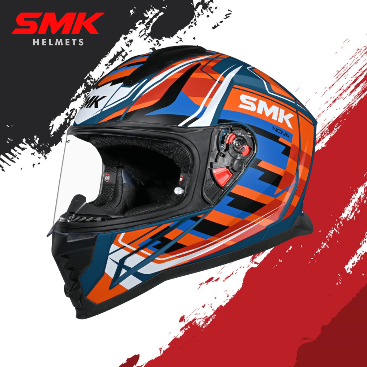 SMK Nova Helmet D-Ring With Clear Visor Super Graphic - GL571