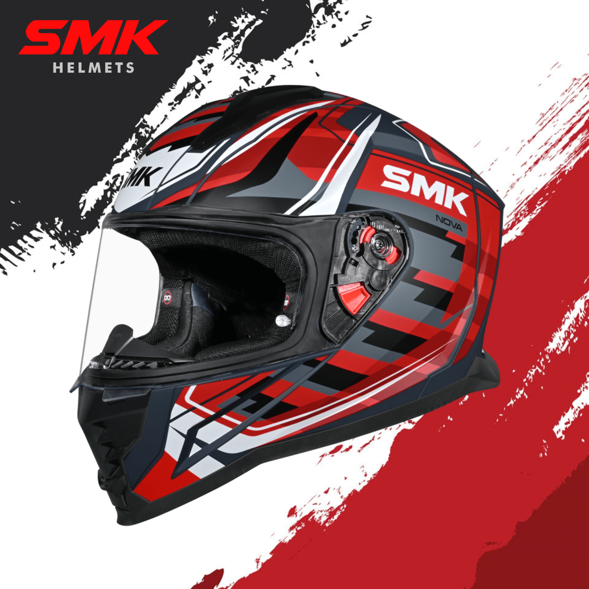 SMK Nova Helmet D-Ring With Clear Visor Super Graphic - GL631