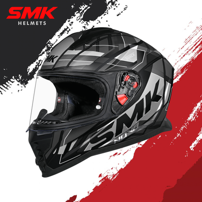 SMK Nova Helmet With Clear Visor Track Graphic - GL266
