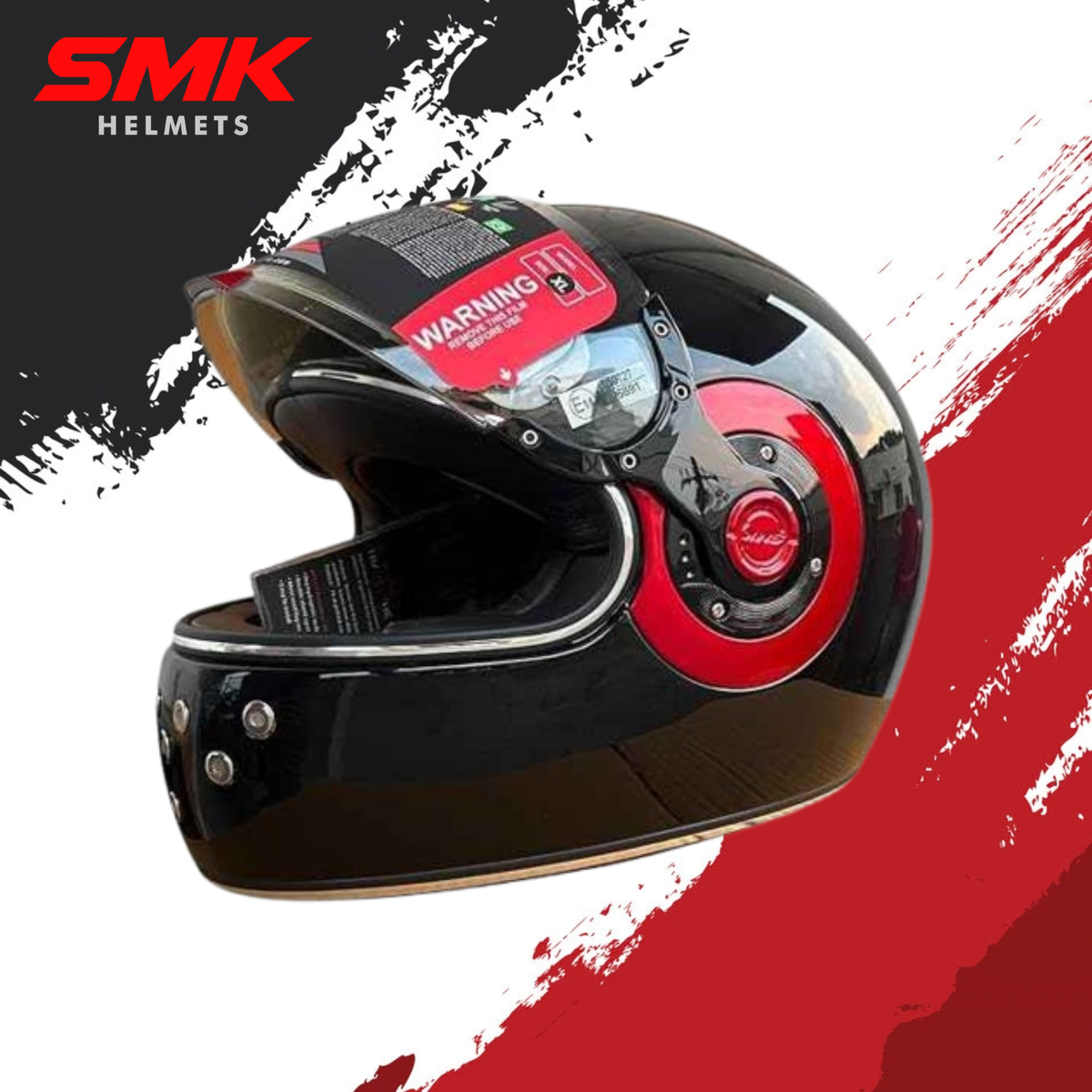 SMK Retro Gloss Black Full-Face Helmet - GL230