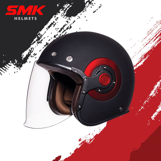SMK Retro Jet Solid - Open Face Helmet - Black MA 230