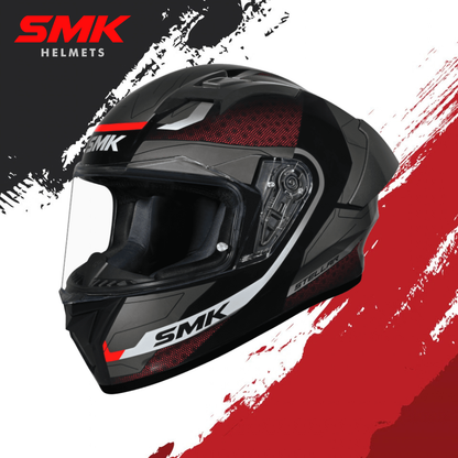 SMK Stellar Sports Flight Gloss Black Red Grey Helmet - GL236