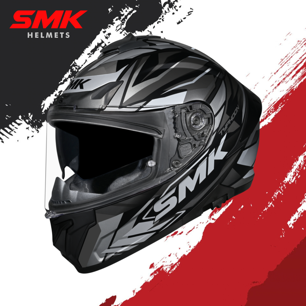 SMK Typhoon Rival Matt Black Grey Helmet - MA266