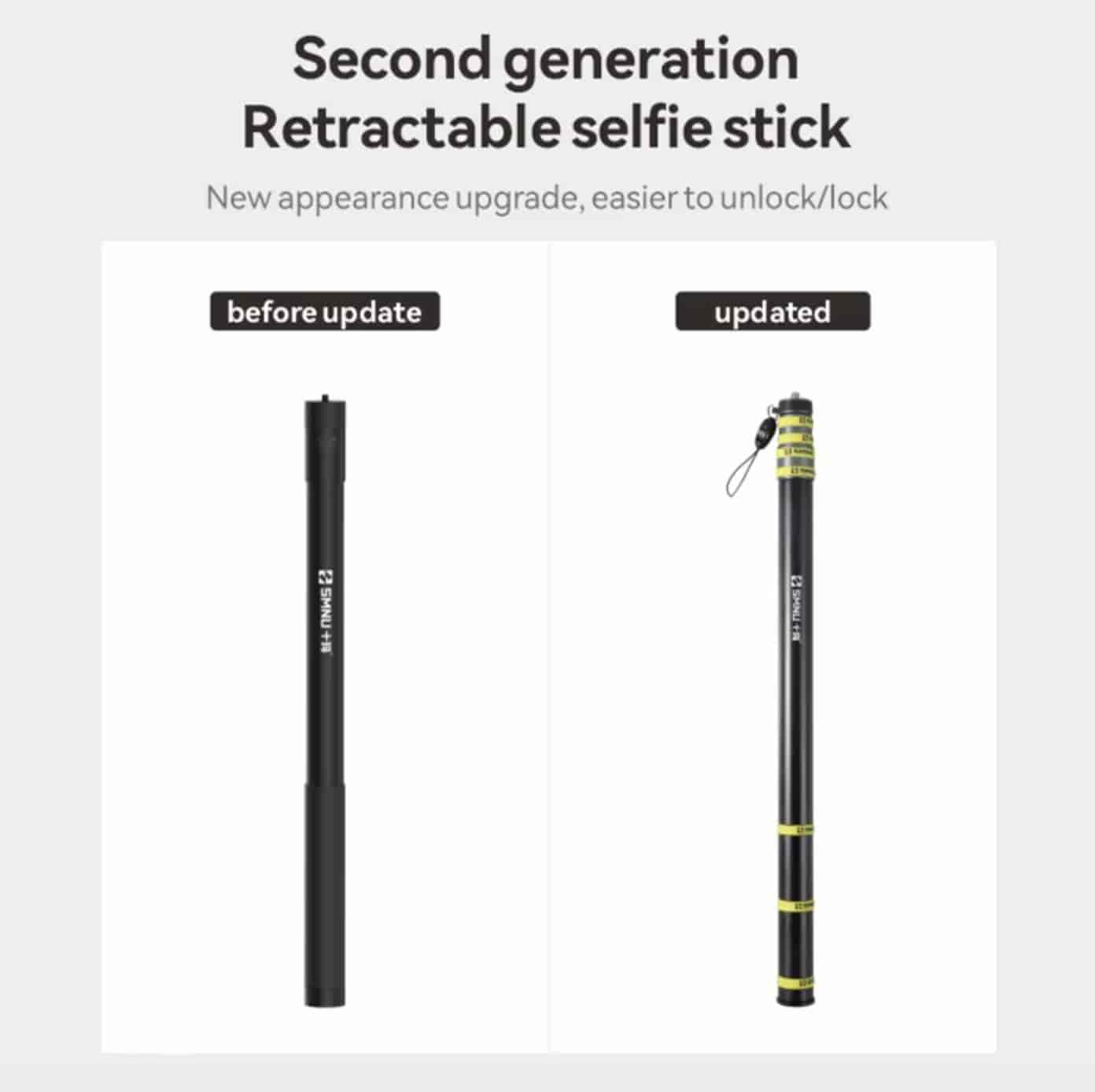 SMNU OEM Adjustable Strong Stability Bike Selfie Stick Long Selfie Stick Holder for Motorcycle (WITH ANTI THEFT LOCK)