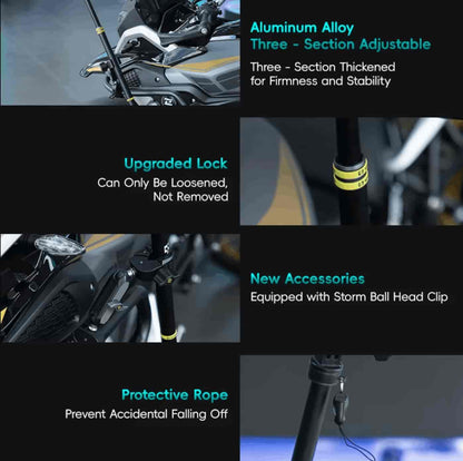 SMNU OEM Adjustable Strong Stability Bike Selfie Stick Long Selfie Stick Holder for Motorcycle (WITH ANTI THEFT LOCK)