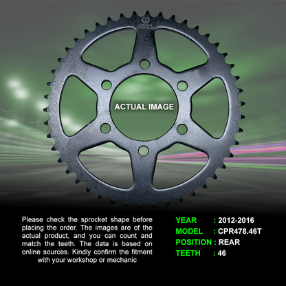 SPROCKET REAR KAWASAKI ER6N (2012-2016)-CPR478.46T – CRANK1