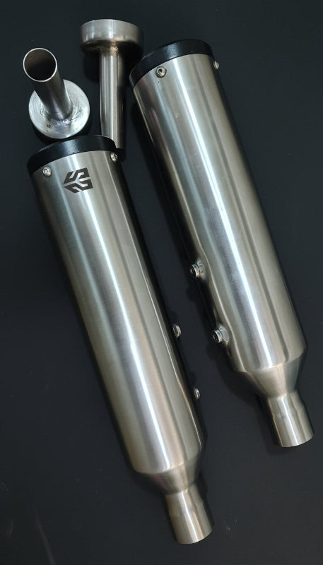 SS Motocorp-Adaptable Slip-On Silencer (Pair)- For Royal Enfield Super Meteor 650 [Mirror Finish]