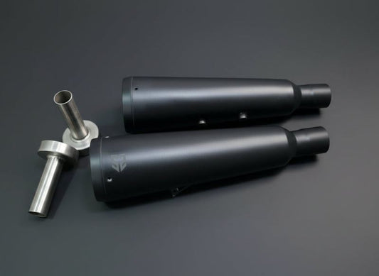 SS Motocorp Adaptable Slip-On Silencer (Pair)- FAT CANS-BLACK FINISH For Royal Enfield Interceptor 650  Continental GT 650