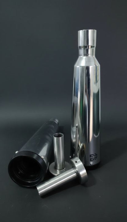 SS Motocorp Adaptable Slip-On Silencer (Pair)- FAT CANS-STEEL FINISH For Royal Enfield Interceptor 650 / Continental GT 650