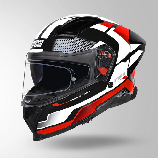 STUDDS Helios D1 Asphalt Decor Helmet - Gloss Black Red