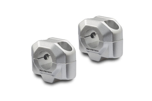 SW-Motech 20mm Handlebar Risers for 22mm Handlebars – Silver