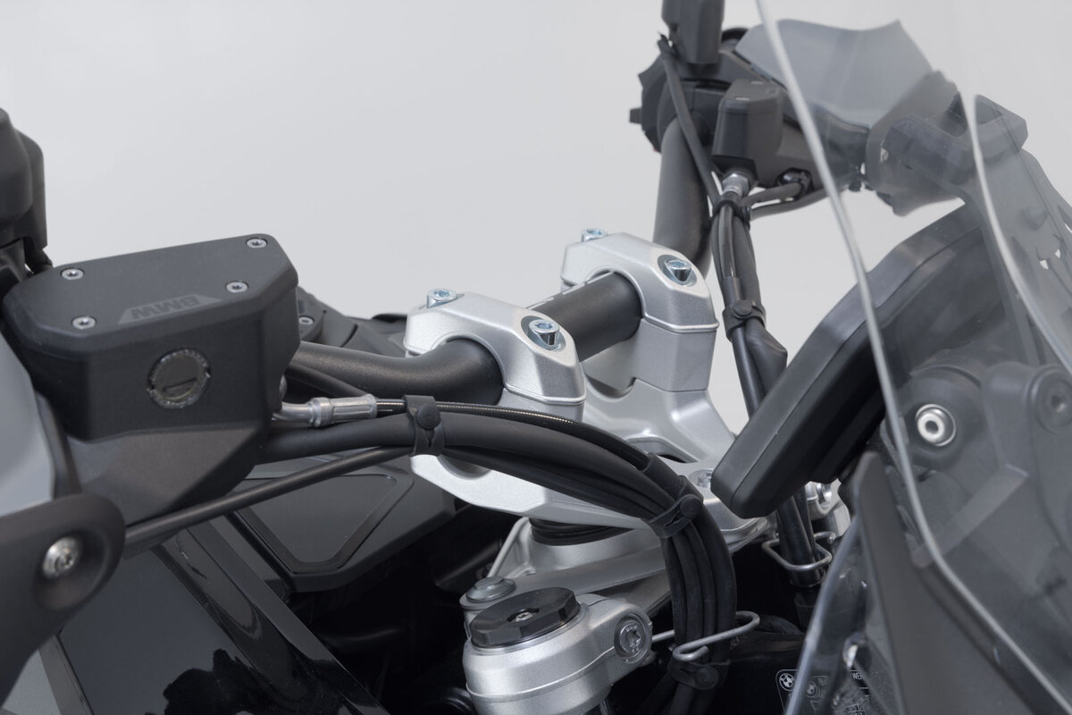 SW-Motech 30mm Handlebar Risers for BMW R 1300 GS - Silver - LEH.07.039.13000/S