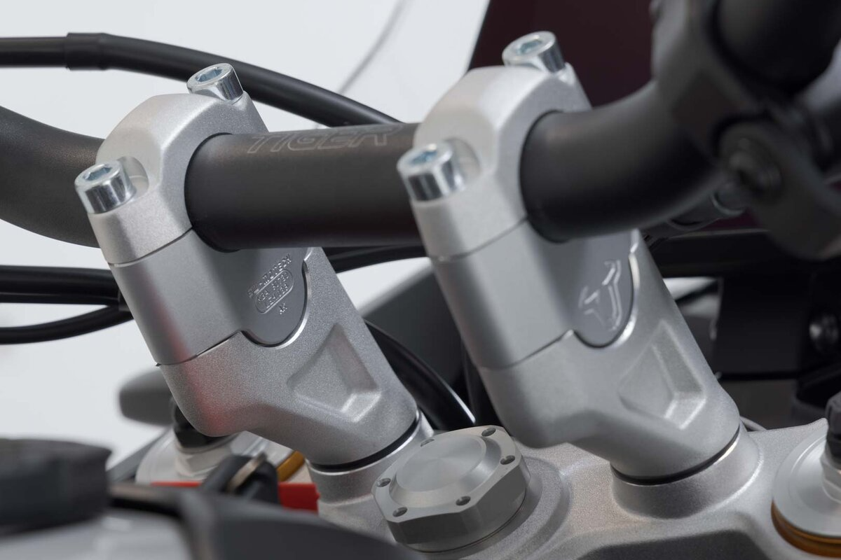 SW-Motech 30mm Handlebar Risers for Triumph Tiger 900 GT / Rally Pro - Silver - LEH.11.039.10600.30/S