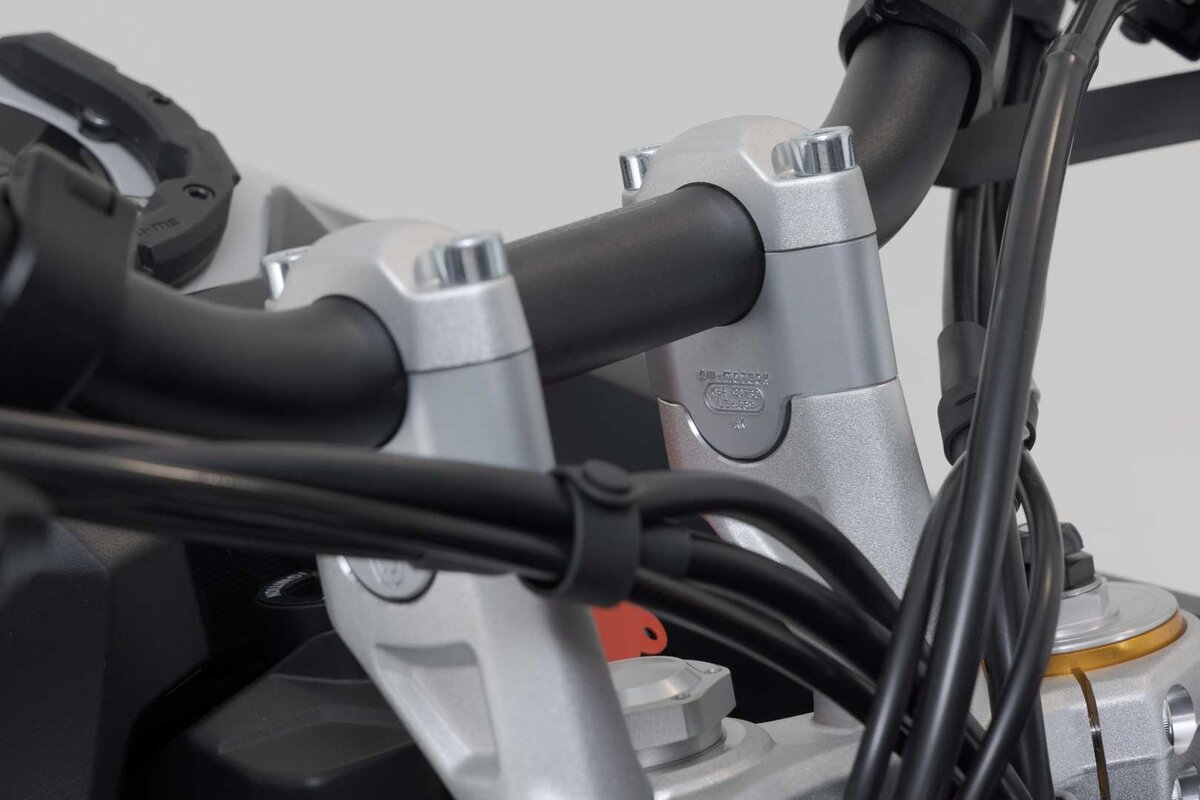 SW-Motech 30mm Handlebar Risers for Triumph Tiger 900 GT / Rally Pro - Silver - LEH.11.039.10600.30/S