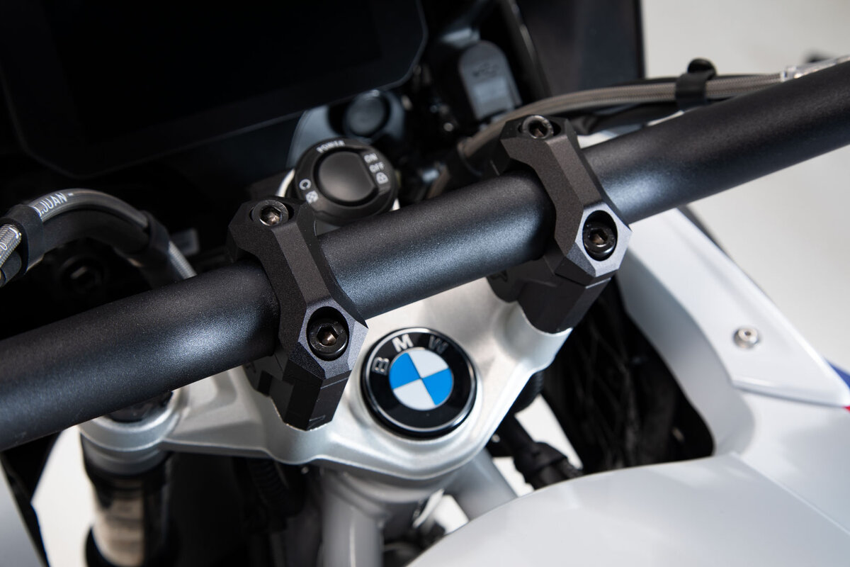 SW-Motech 40mm Handlebar Risers for BMW R1200GS / R1250GS - Black - LEH.07.039.12401/B