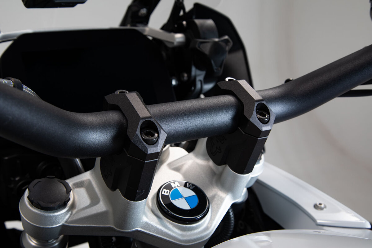 SW-Motech 40mm Handlebar Risers for BMW R1200GS / R1250GS - Black - LEH.07.039.12401/B