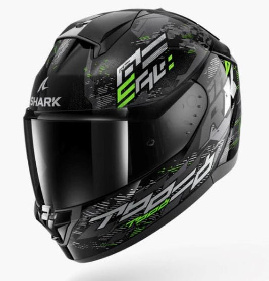 Shark Ridill 2 Molokai Helmet Black Silver Green (KSG)