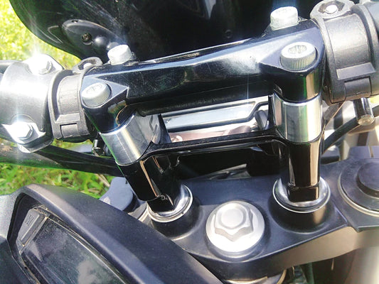 Silver Handlebar Risers (Type-2) for DOMINAR 400/250 - Carbon Racing - Riders Junction