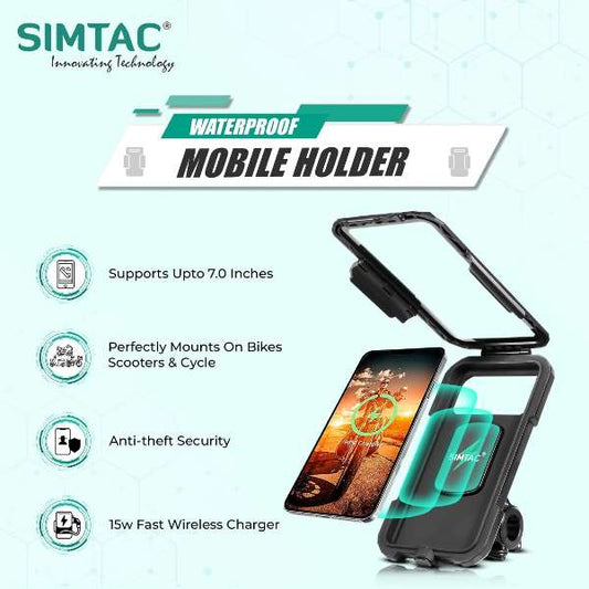 Simtac-Mobile Holder Waterproof Wireless Charger With USB C For Bikes Scooters (MHWPWC-15C)