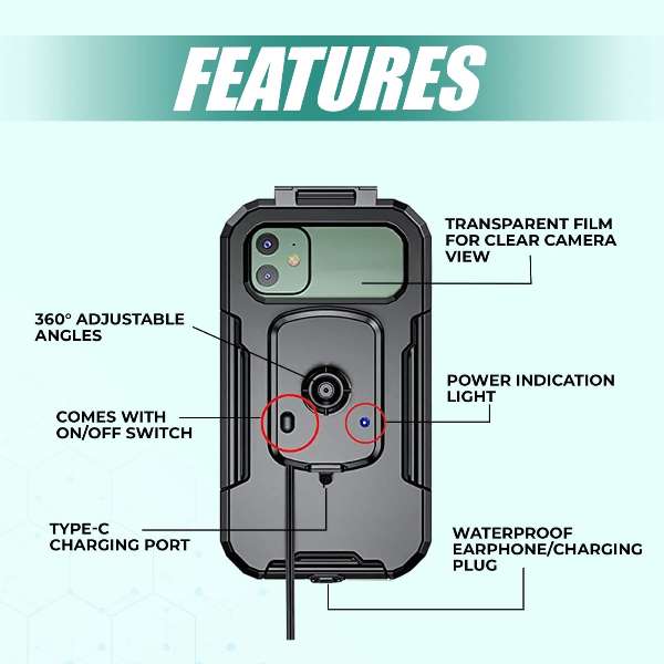 Simtac-Mobile Holder Waterproof Wireless Charger With USB C For Bikes Scooters (MHWPWC-15C)