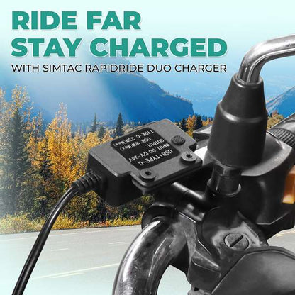 Simtac Rapidride Duo 51W Charger – Dual USB &amp; Type-C Ports with Universal Fitment-UAC51W-DUO