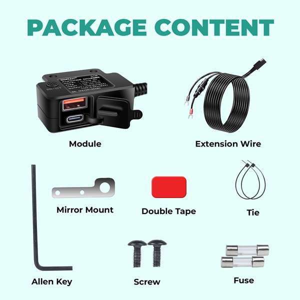 Simtac Rapidride Duo 51W Charger – Dual USB &amp; Type-C Ports with Universal Fitment-UAC51W-DUO
