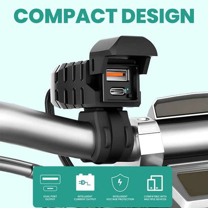 Simtac Rapidride Pro: 51W Dual-Port USB-A &amp; Type-C Charger with VOLT METER for Universal Fitment-UAC51W-PRO