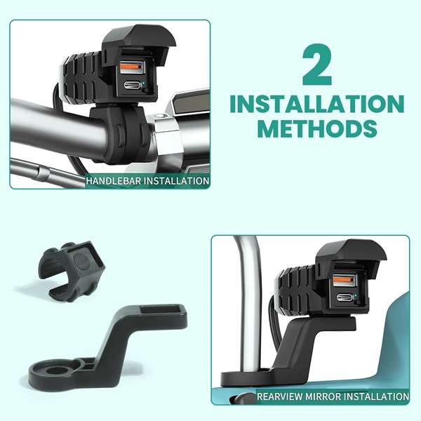 Simtac Rapidride Pro: 51W Dual-Port USB-A &amp; Type-C Charger with VOLT METER for Universal Fitment-UAC51W-PRO