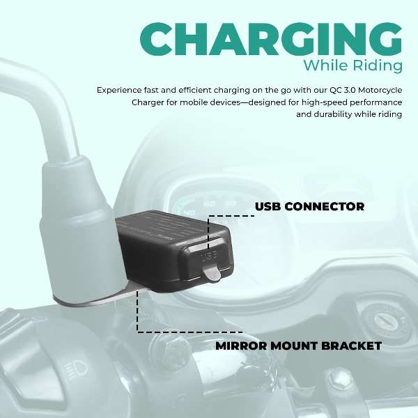 Simtac Rapidride Quick Charger 3.0 With Universal Fitment For Bikes &amp; Scooters - UAC3-SL6