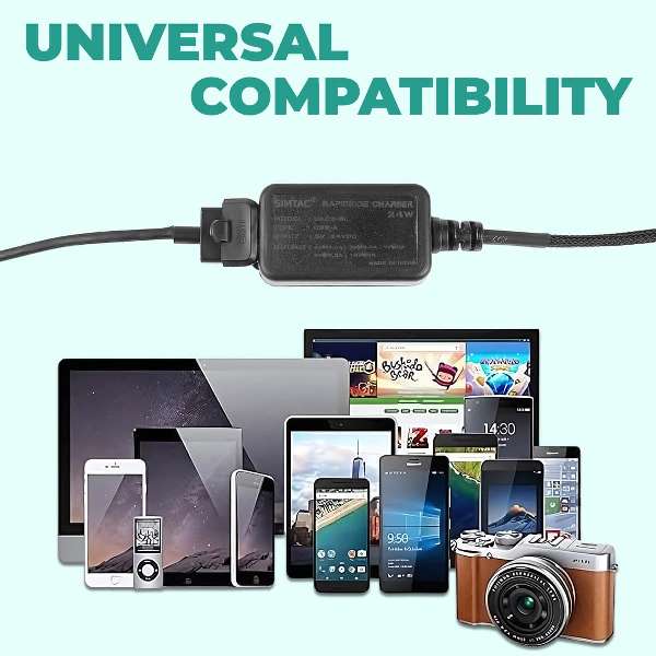 Simtac Rapidride Quick Charger 3.0 With Universal Fitment For Bikes &amp; Scooters - UAC3-SL6