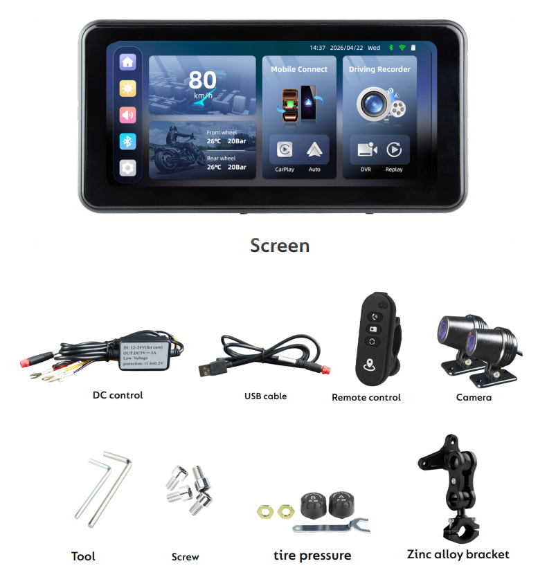 Simtac 6.0 inch IPS Motorcycle DVR and Navigation Screen - M10-PRO