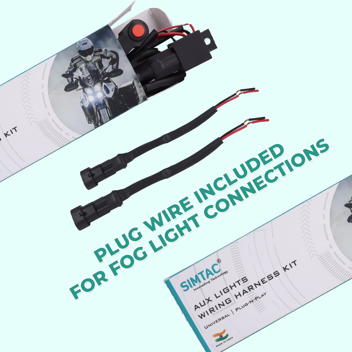 Simtac Auxiliary Lights Single Color Wiring Harness Kit without Flashing (FLH-1W)