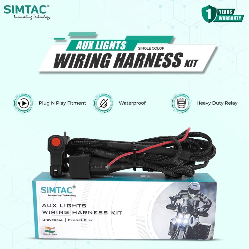 Simtac Auxiliary Lights Wiring Harness Kit without Flashing (FLH-1W)